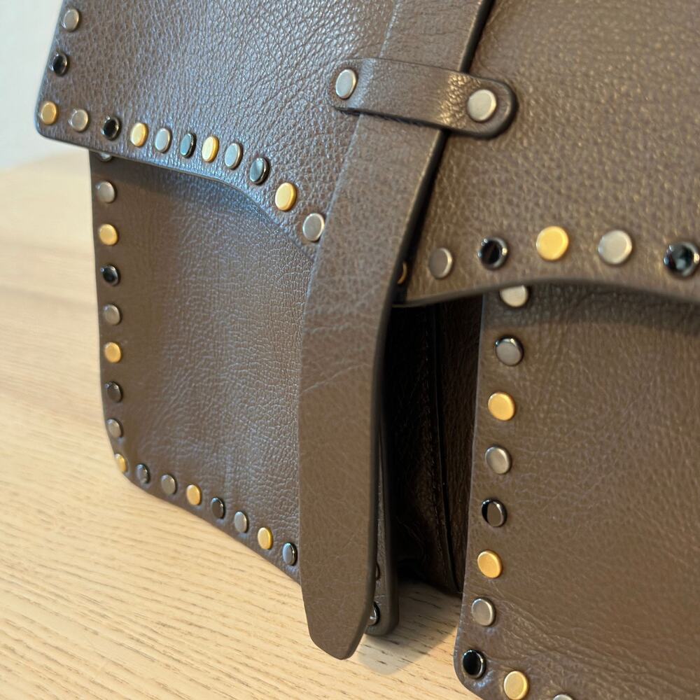 Rebecca Minkoff Nanine Studded Bag Brown Leather Crossbody Shoulder Purse Modern - Picture 4 of 16